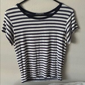 Brandy Melville Navy & White Striped Short Sleeve Tee